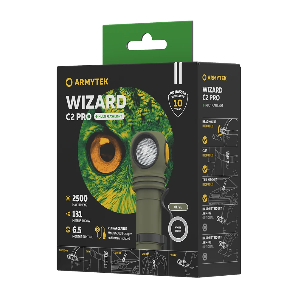 Armytek Wizard C2 Pro Olive / Valkoinen / 2500 lm