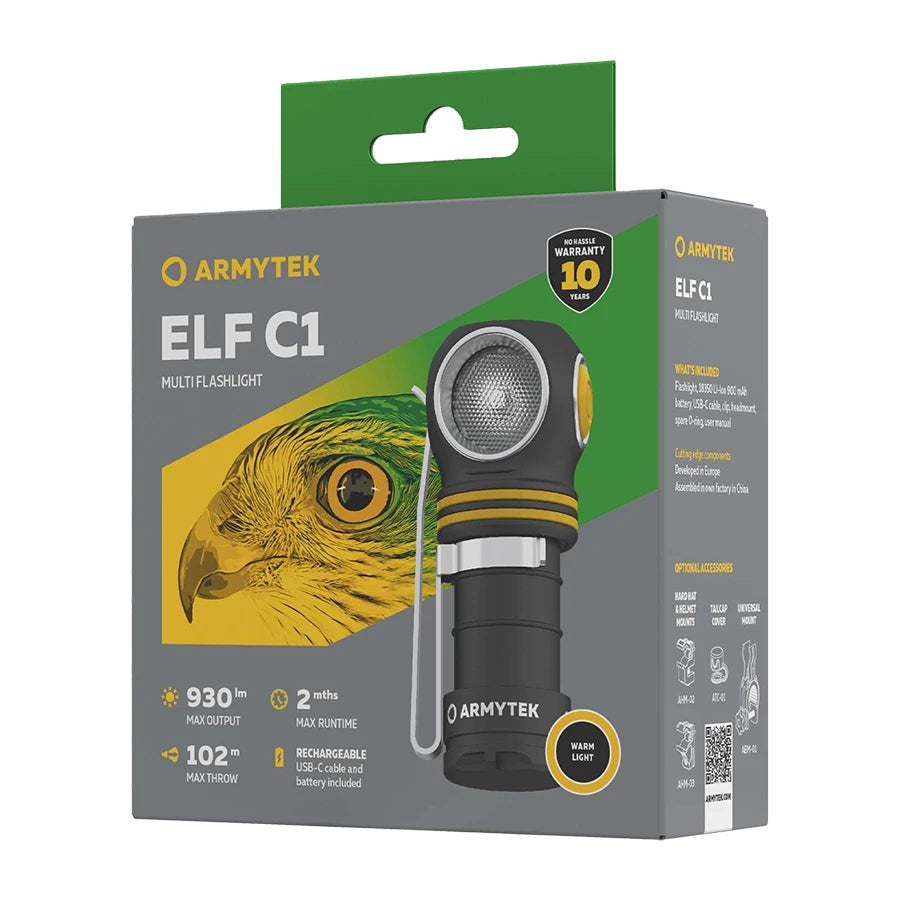 Otsalamppu Armytek Elf C1 Lämmin Sävy 930 lm