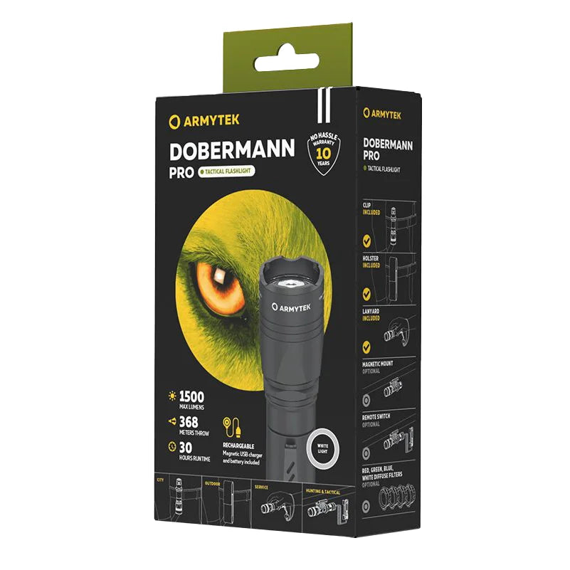 Taskulamppu Armytek Dobermann Pro Magnet USB Kylmä Sävy 1500 lm