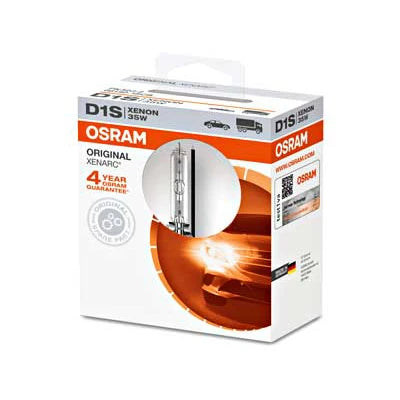 Osram Xenarc Original D1S -polttimon tuotepakkaus kuvattuna valkoista taustaa vasten.