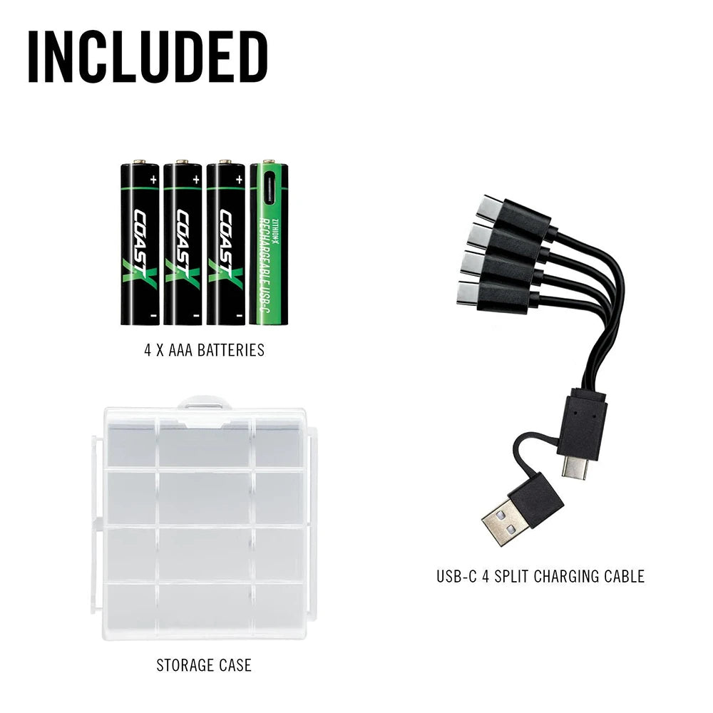 Ladattava Paristo Coast AAA USB-C 1,5V (4 kpl)