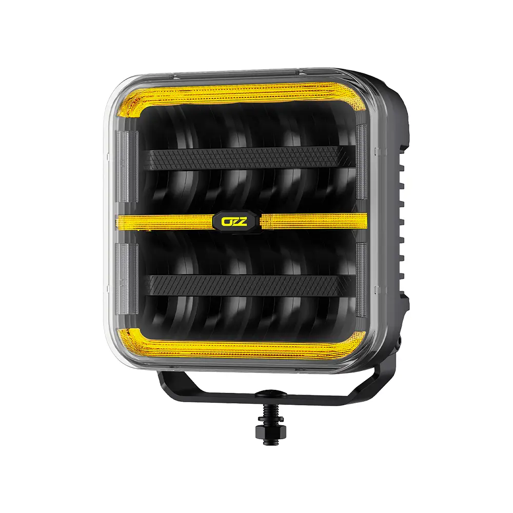OZZ SQR 7" LED-lisävalo musta runko, parkilla ja R65 varoitusvalolla