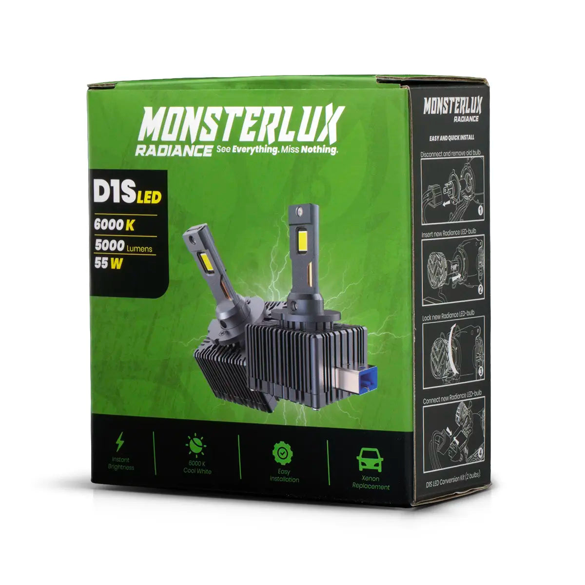 Monsterlux Radiance D1S LED-polttimo 1:1 6000K 5000lm